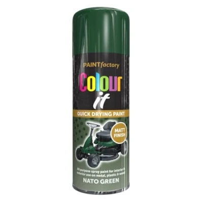 Image of AlezyB 2 x Nato Green 400ml All Purpose Spray Paint Use on Metal, Wood, Plastic and Multipurpose Aerosol Professional Quality Perfect Finish, for Interior Exterior Excellent Coverage