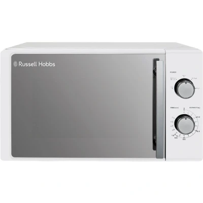 Image of Russell Hobbs 20 Litre 800W White Solo Manual Microwave, 5 Power Levels, Integrated Timer and Defrost Function, Easy Clean RHM2060
