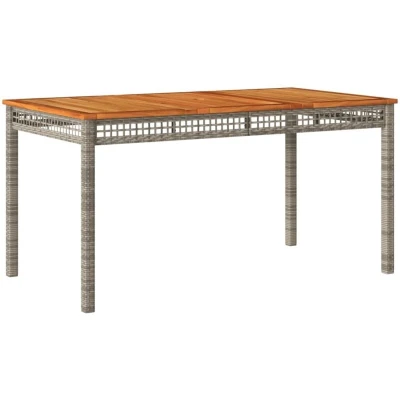 Image of vidaXL Garden Table Grey 140x80x75 cm Poly Rattan Acacia Wood