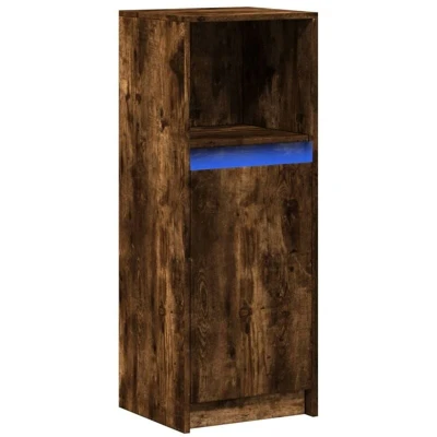 Image of vidaXL Sideboard with LED Smoked Oak 38x34x100 cm Engineered Wood