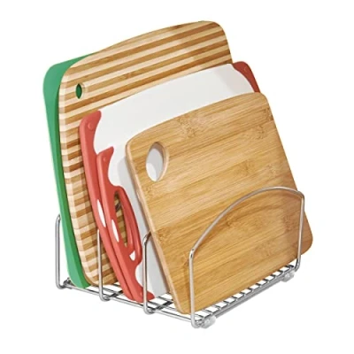 Image of iDesign Classico Kitchen Cookware Organizer For Cutting Boards And Cookie/Baking Sheets, 20.32cm, Chrome