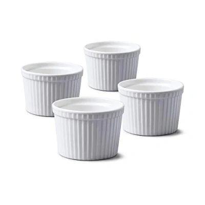 Image of WM Bartleet &amp; Sons 1750 TSET46 Set of 4 Traditional Porcelain Deep Ramekins 8cm Diameter White
