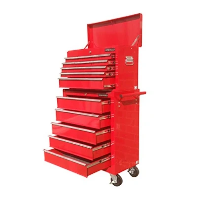 Image of US PRO TOOLS Tool Chest Box Roller Cabinet RED 9 Drawer TOP!
