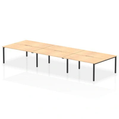 Image of Evolve Plus 1600mm B2B 6 Person Bench Desk Maple Top Black Frame