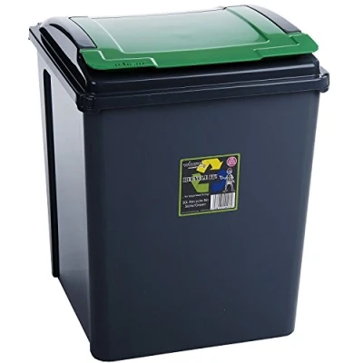 Image of Whatmore 124595 50L Recycling Bin &amp; Lid Graphite/Green