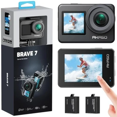 Image of AKASO Brave 7 Action Camera, IPX8 Waterproof Underwater Camera Native 4K 20MP WiFi Cam with Touch Screen EIS 2.0 Zoom Support External Mic Voice Control Vlog