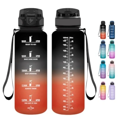 Image of Grsta Drinking Bottle 1.5 Litres with Straw BPA Free, Sports Water Bottle, Suitable for Carbonated Drinks, Fitness, Bike, Gym, Camping and School