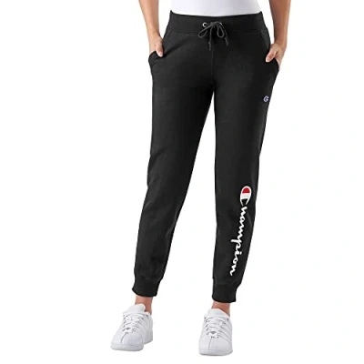 Image of Champion Women&#039;s, Powerblend, Fleece Joggers, Comfortable Pants, 29&quot; (Plus, Black Script, XL