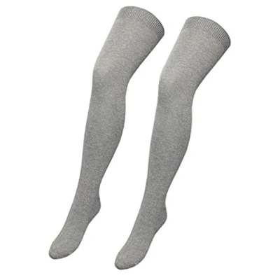 Image of Crazy Chick® Women&#039;s Plain Over The Knee Socks Thigh High Girls Stretchy OTK (Grey)