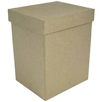 Image of Décopatch Ref BT044C Tall Rectangular Box Papier Maché Object to Decorate 14 x 12 17cm with Papers &amp; PaperPatch Glue, Glitter, Paints, Brown