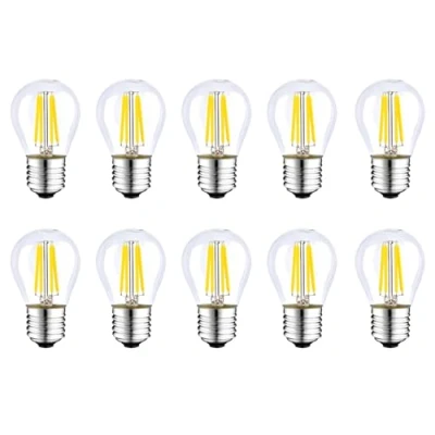 Image of HUAMu E27 LED Energy Saving Bulb, Filament Candle 4W 40W Halogen Bulbs Equivalent, Non dimmable, 6500K Daylight White, g45 Small Edison Screw Transparent 400lm, AC220 240V,10 Pack