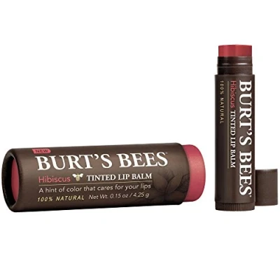 Image of Burt&#039;s Bees 100% Natural Tinted Lip Balm, Hibiscus with Shea Butter &amp; Botanical Waxes 1 Tube x 4.25 g
