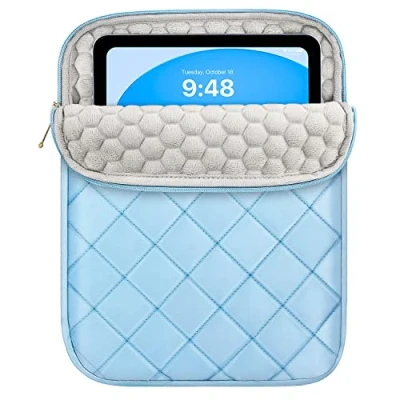 Image of Dadanism 9 11&quot; Tablet Sleeve for iPad 10.2 9/8/7th, 10th Gen 10.9, Pro 11 M4, Air 11&quot;, 5/4 Galaxy Tab A9+/S9 FE/A8, Puffy Padded Protective Carrying Case, Blue
