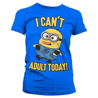 Image of MINIONS Officially Licensed I Can&#039;t Adult Today Women T Shirt (Blue), S