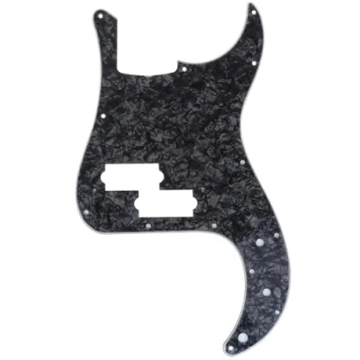 Image of Musiclily Pro 13 Hole P Bass Pickguard for JPN Fender Japan 4 String Precision Bass, 4Ply Black Pearl