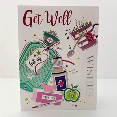 Image of Jonny Javelin Female Get Well Soon Wishes Card
