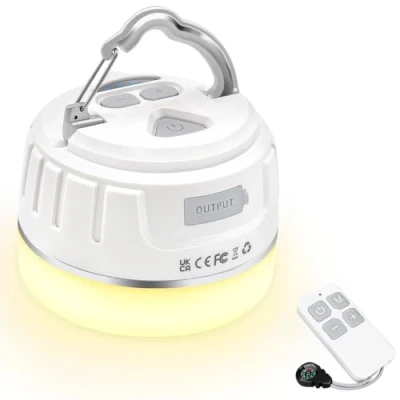 Image of lanktoo Rechargeable Camping Lantern with Remote Control &amp; Power Bank USB C Light 300H Running, 5 Modes Waterproof Tent W/ Magnetic Base for Cut Fishing Emergencies