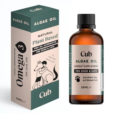 Image of Algae Oil for Dogs &amp; Cats 50ml Vegan, Highly Concentrated Omega 3 Supplement Joint, Metabolism, Skin Coat Health.