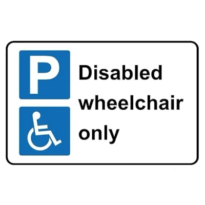 Image of Disabled parking wheelchair only safety sign 1mm flexible Plastic (200mm x 150mm)