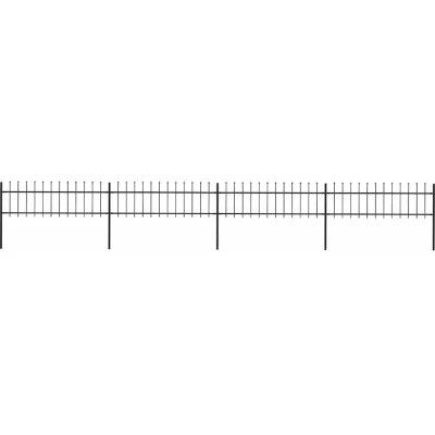 Image of vidaXL Garden Fence with Spear Top Steel 6.8x0.6 m Black