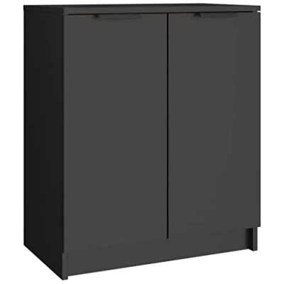 Image of vidaXL Shoe Cabinet in Industrial style, Black Engineered Wood, Dual door Storage Rack with Ample Space and Stable Top for Decor Display, Easy Assembly Required