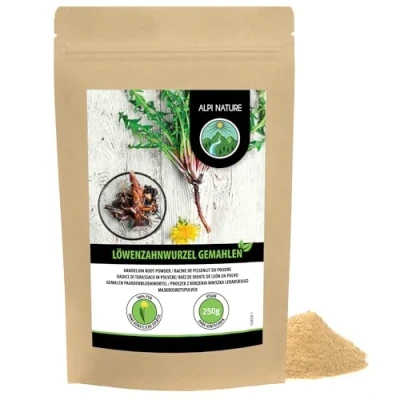 Image of dandelion root ground (250g, 8.8oz), gently dried, 100% pure and natural for the preparation of beverages seasoning dishes