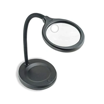 Image of Carson DeskBrite300 Magnifying Desktop Lamp, (LM 30UK), Dual Power Source Aspheric Lens with COB LED Lights, Black