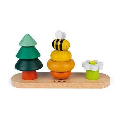 Image of Janod 10 Piece Wooden Forest Toy Early Years Stacking and Fitting Teaches Fine Motor Skills Wwf Partnership Fsc Certified from The Age Of 1, J08635