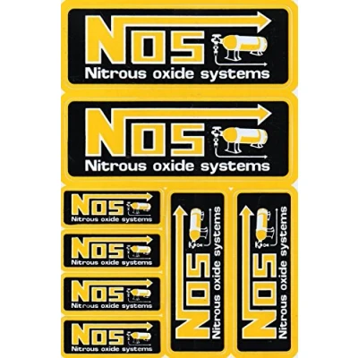 Image of NOS N.O.S. Yellow Decal Sticker Tuning Racing Sheet Size: 27 x 18 cm for Car or Motorbike