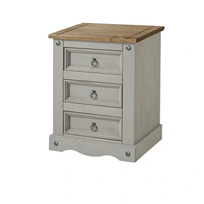 Image of Core Products, Corona Grey 3 Drawer Bedside Cabinet