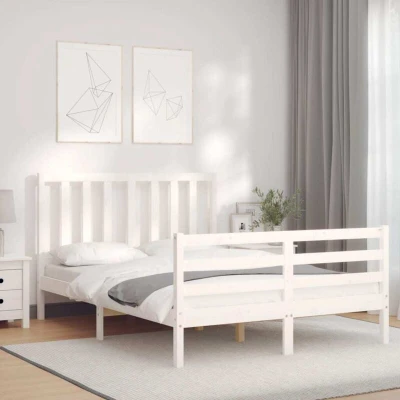 Image of vidaXL Bed Frame without Mattress White 140x200 cm Solid Wood Pine