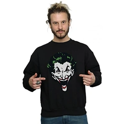 Image of DC Comics Men&#039;s The Joker Big Face Sweatshirt Small Black