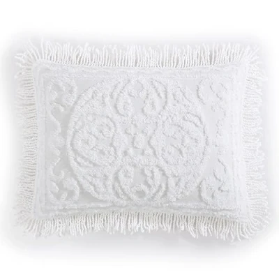Image of Beatrice Home Fashions Medallion Chenille Bedspread, Standard Sham, White