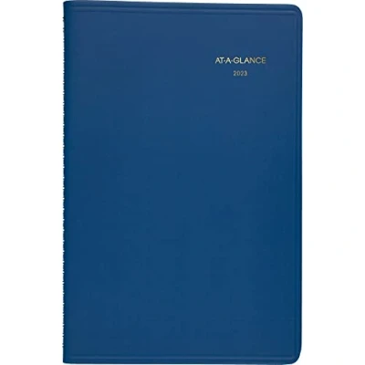 Image of AT A GLANCE 2023 Weekly Planner, Hourly Appointment Book, 5&quot; x 8&quot;, Small, Telephone/Address Pages, Fashion, Blue (7010820)