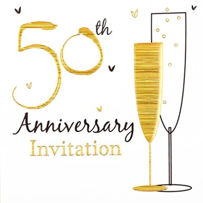 Image of Gold Wedding Anniversary Invitation And Envelopes (Pack of 6)