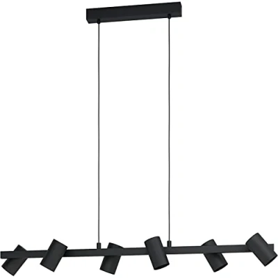 Image of Eglo Lighting Gatuela 6 Lamp Straight Bar Pendant Ceiling Light Black