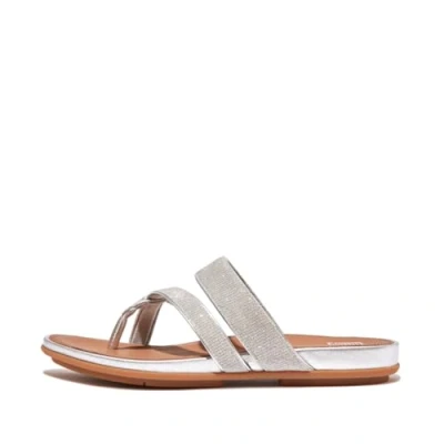 Image of Fitflop Women&#039;s Gracie SHIMMERLUX Strappy Toe Post Sandals, Silver, 4 UK