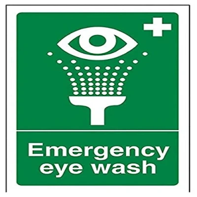 Image of V Safety 23004AG R Emergency Eye Wash Sign Portrait 100mm x 150mm 1mm Rigid Plastic, Green
