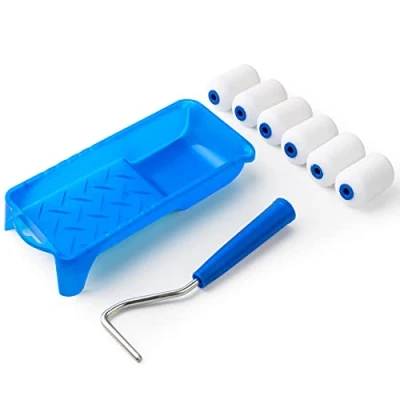 Image of Mini Foam Paint Roller, 2 Inch Small Mister Rui Roller Set, Cover*6, Frame*1, and 2&quot; Tray*1