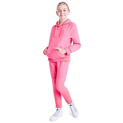 Image of CityComfort Girls Tracksuit Set Neon Hoodie and Jogging Bottoms 2 Piece Loungewear Activewear Kids Teenagers 5 15 Years (Pink, 7 8 Years)