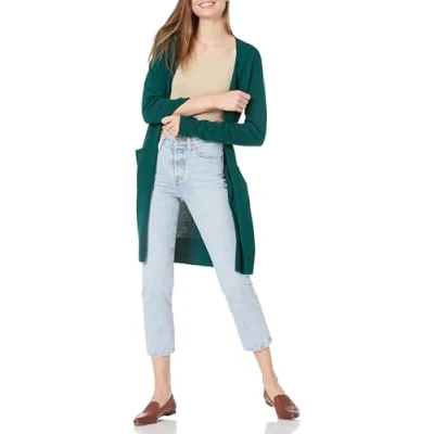 Image of Amazon Essentials Women&#039;s Lightweight Longer Length Cardigan Jumper (Available in Plus Size), Dark Green, XL