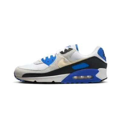 Image of Nike Sportswear AIR MAX 90 PRM Trainers, Men&#039;s, Size: 9, White/khaki/racer blue/black/phantom Leather/synthetics