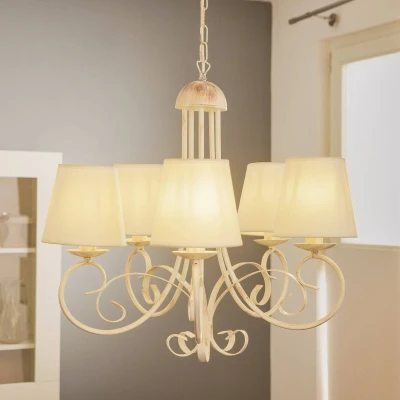Image of Pompei 5 Light Multi Arm Chandelier With Shades, White Shades
