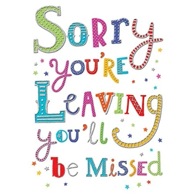 Image of Piccadilly Greetings Modern Occasion Card Leaving ,blueredyellowsilvergrey, 7 x 5 inches