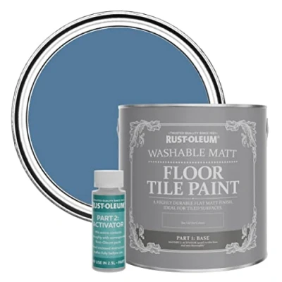Image of Rust Oleum Blue Washable Matt Floor Tile Paint Silk 2.5L