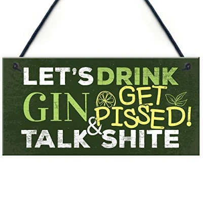 Image of RED OCEAN Novelty Gift For Gin Lovers Sign Alcohol Man Cave Plaque Home Bar Pub Hanging &amp; Tonic