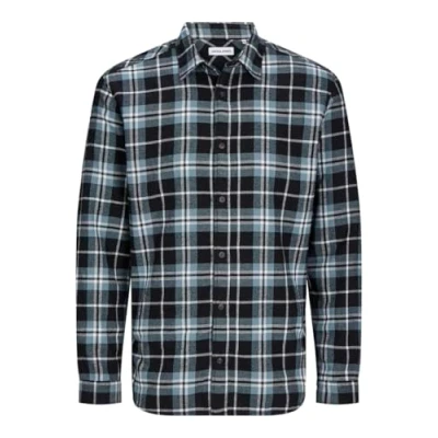 Image of JACK&amp;JONES PLUS Men&#039;s Jjjoshua Fall Flannel Shirt Ls Pls Casual, Goblin Blue, 4XL