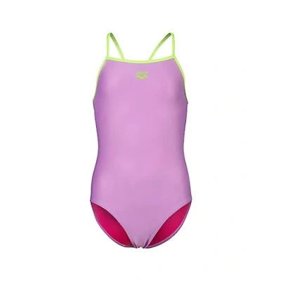 Image of Arena Girls Feel Light Drop Back Solid Swimsuit, Lilac/Soft Green