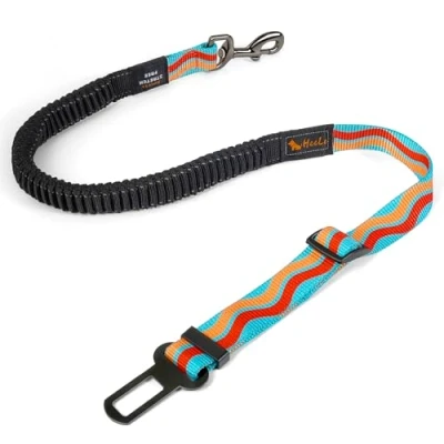 Image of AYADA Dog Seat Belts for Cars UK Adjustable Elastic Metal Buckle Nylon Webbing,Dog Car Harness Restraint Crash Tested Clip Chew Proof Pet Travel Safety Lead Carabiner Accessories Puppy Cat (Ribbon)