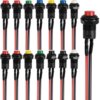 Image of RUNCCI YUN 14pcs 12mm momentary Push Button Switch, SPST ON/Off, Power Round Rocker for Car Trumpet, PC, Table Lamp, with Pre soldered Wires